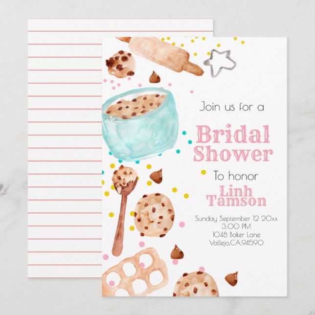 Cute baking party bridal shower invitation (Front/Back)