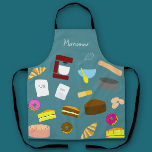 Cute Baking Utensils and Sweet Cakes Apron