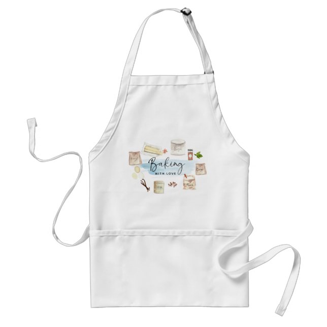 Cute Baking with Love Quote Illlustration Standard Apron (Front)
