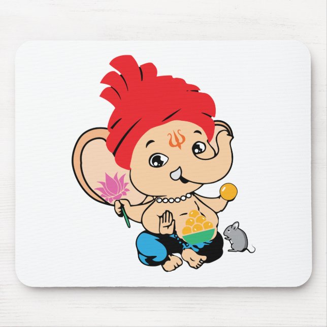 Cute Bal Ganesh Ganapathy Baby Hindu God Mouse Mat (Front)