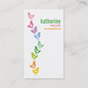 Cute Balancing Retro Rainbow Chicks Profile Card