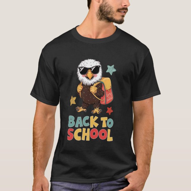 Cute Bald Eagle First Day of Daycare For Kids Back T-Shirt (Front)
