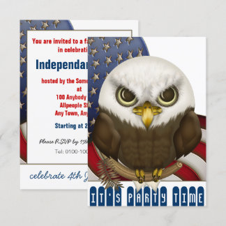 Cute Bald Eagle Patriotic Celebration Invitation