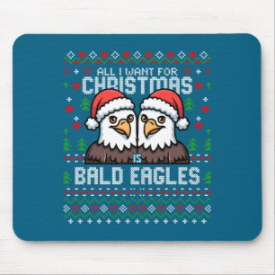 Cute Bald Eagles Christmas Ugly Xmas Sweater Patri Mouse Mat