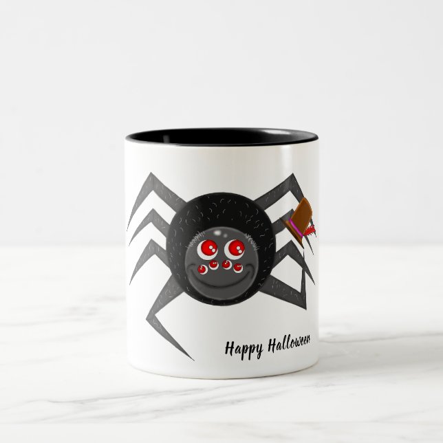 cute Bald Spider Two-Tone Coffee Mug (Center)