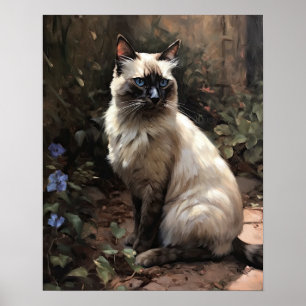 Cute Balinese Cat Art Print Poster
