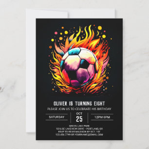 Cute Ball Editable Soccer Birthday Invitation