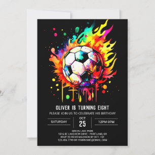 Cute Ball Online Soccer Birthday Invitation