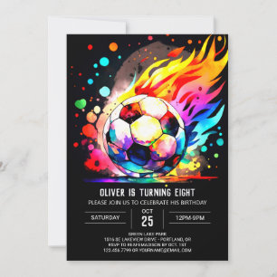 Cute Ball Printable Soccer Birthday Invitation