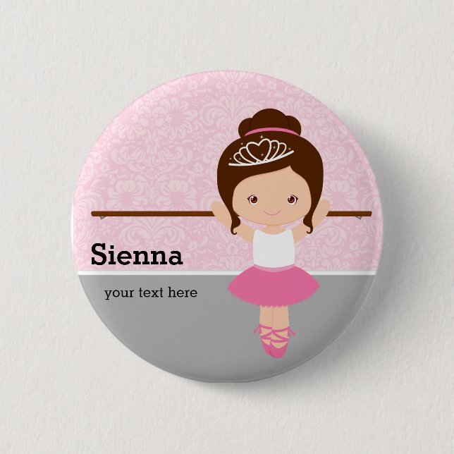 Cute Ballerina 6 Cm Round Badge (Front)