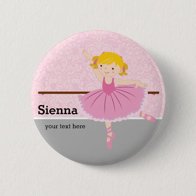 Cute Ballerina 6 Cm Round Badge (Front)