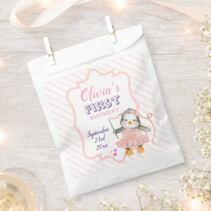 Cute Ballerina Baby Penguin Pink 1st Birthday  Fav Favour Bags