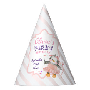 Cute Ballerina Baby Penguin Pink 1st Birthday Party Hat