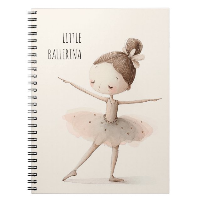Cute Ballerina Ballet Little Ballerina Watercolor Notebook (Front)