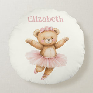 Cute ballerina bear round cushion