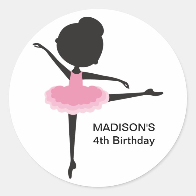 Cute Ballerina Birthday Favour Stickers (Front)