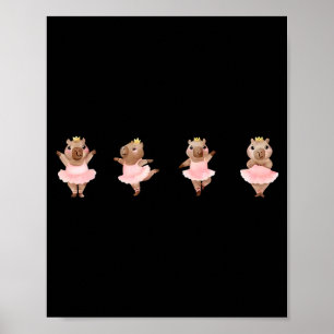 Cute Ballerina Capybara Dancing Ballet Dance Poster