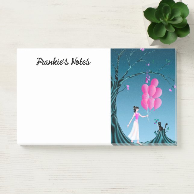 Cute Ballerina & Cat Night Sky Post-it Notes (Office)