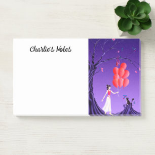 Cute Ballerina & Cat Night Sky Post-It Notes