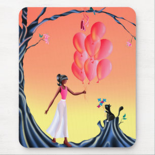 Cute Ballerina & Cat Sunset Mouse Mat