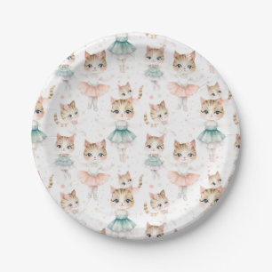Cute Ballerina Cats Party Paper Plate