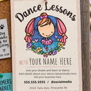 Cute Ballerina Dance Lessons Dance Studio Promo Flyer
