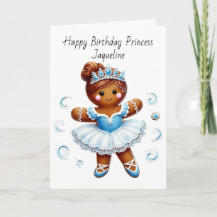 cute ballerina gingerbread girl birthday Card