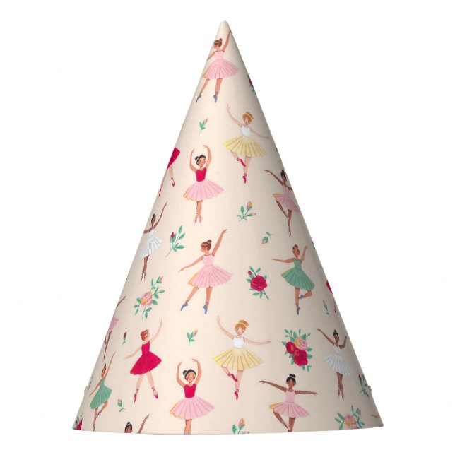 Cute Ballerina Girl Birthday Party Party Hat (Front)