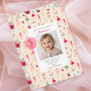 Cute Ballerina Girl Birthday Party Photo Invitation