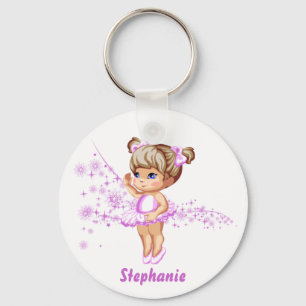 Cute Ballerina Girl Personalised Keychain