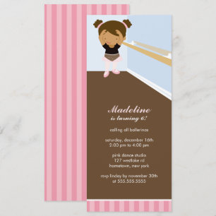 Cute Ballerina Girl's Birthday Party Invitation