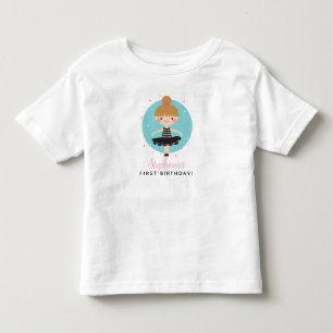 Cute Ballerina in Black Dress Kids Birthday Party Toddler T-Shirt