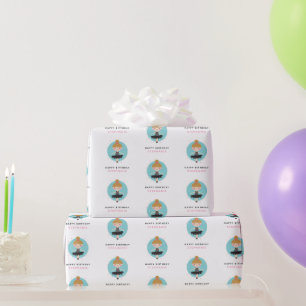 Cute Ballerina in Black Dress Kids Birthday Party  Wrapping Paper