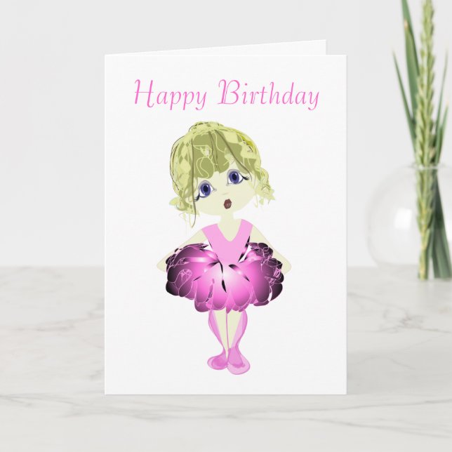 Cute Ballerina in Pink Tutu Art Card (Front)