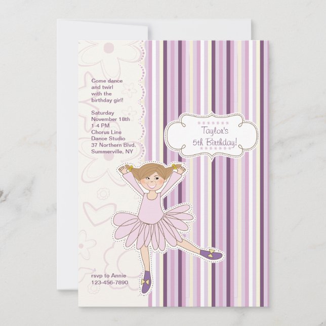 Cute Ballerina Invitation (Front)