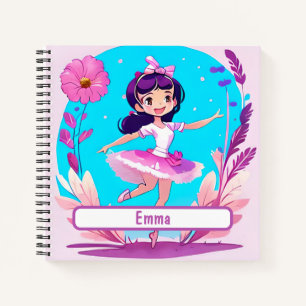 Cute Ballerina Notebook With Customisable Nametag