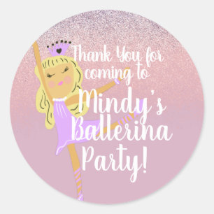 Cute Ballerina Party Doodle  Classic Round Sticker