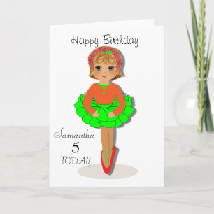 Cute Ballerina Personalised Birthday Card