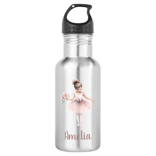 Cute Ballerina Personalised Name School  532 Ml Water Bottle (Front)