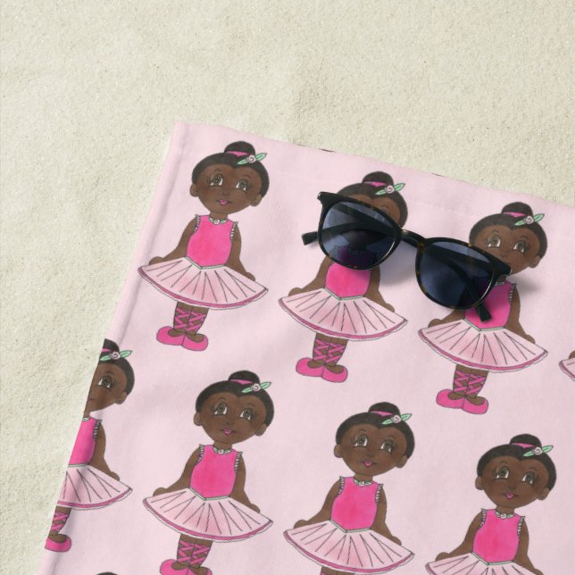 Cute Ballerina Pink Tutu Ballet Girl Dance Teacher Beach Towel (In Situ)