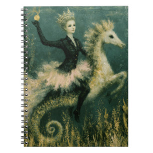 Cute Ballerina Queen on Her Seahorse Notebook