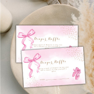 Cute Ballerina Shoes Bow Diaper Raffle Baby Shower Enclosure Card
