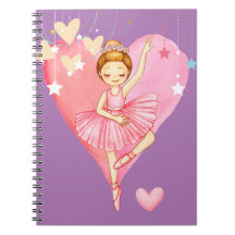 Cute Ballerina Stars and Hearts Purple