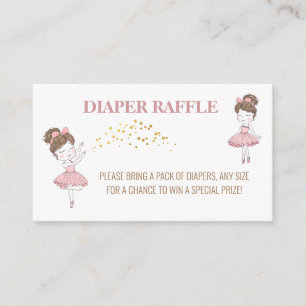 Cute ballerina tutu glitter blush diaper raffle enclosure card