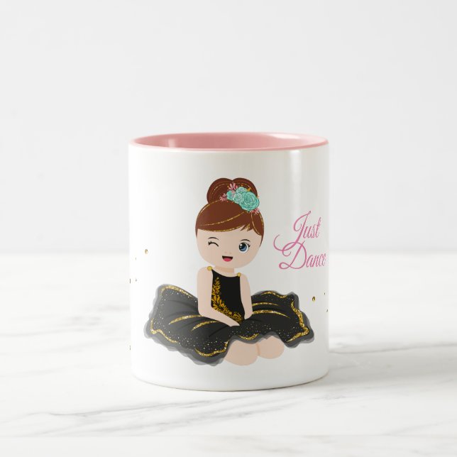 Cute Ballerina Two-Tone Coffee Mug (Center)