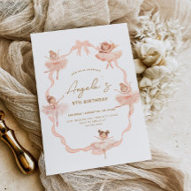 Cute Ballerinas Birthday Invitation