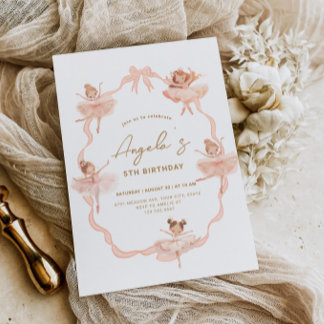 Cute Ballerinas Birthday Invitation
