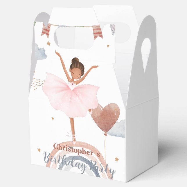 Cute Ballet afro Balloon Birthday girls party Favour Box (Opened)