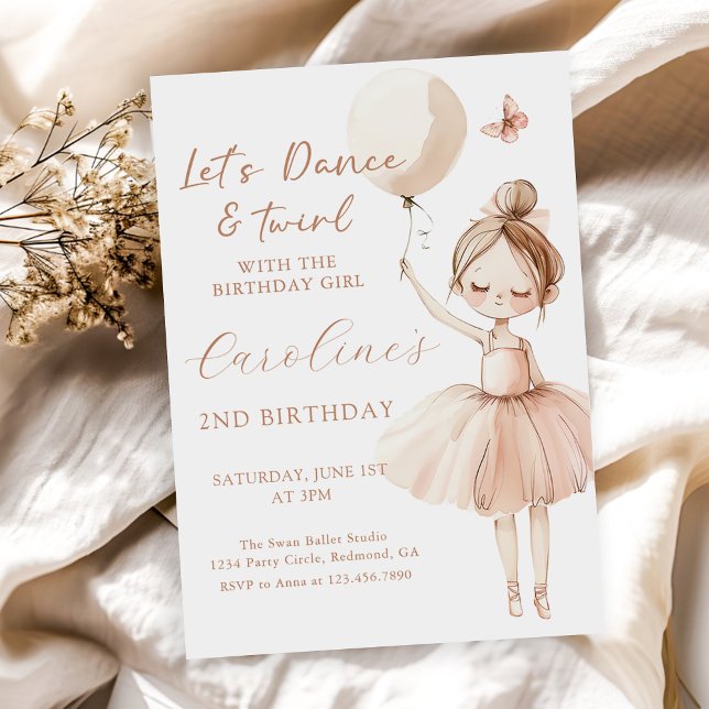 Cute Ballet Ballerina Birthday Invitation (Creator Uploaded)