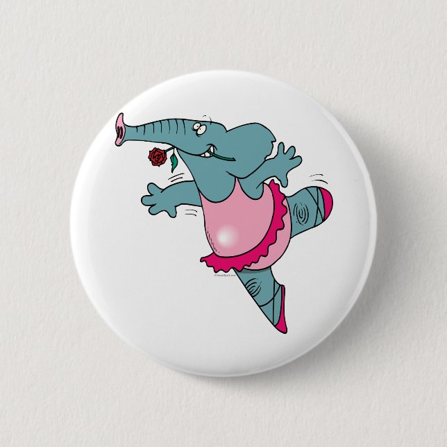 cute ballet ballerina elephant in tutu 6 cm round badge (Front)